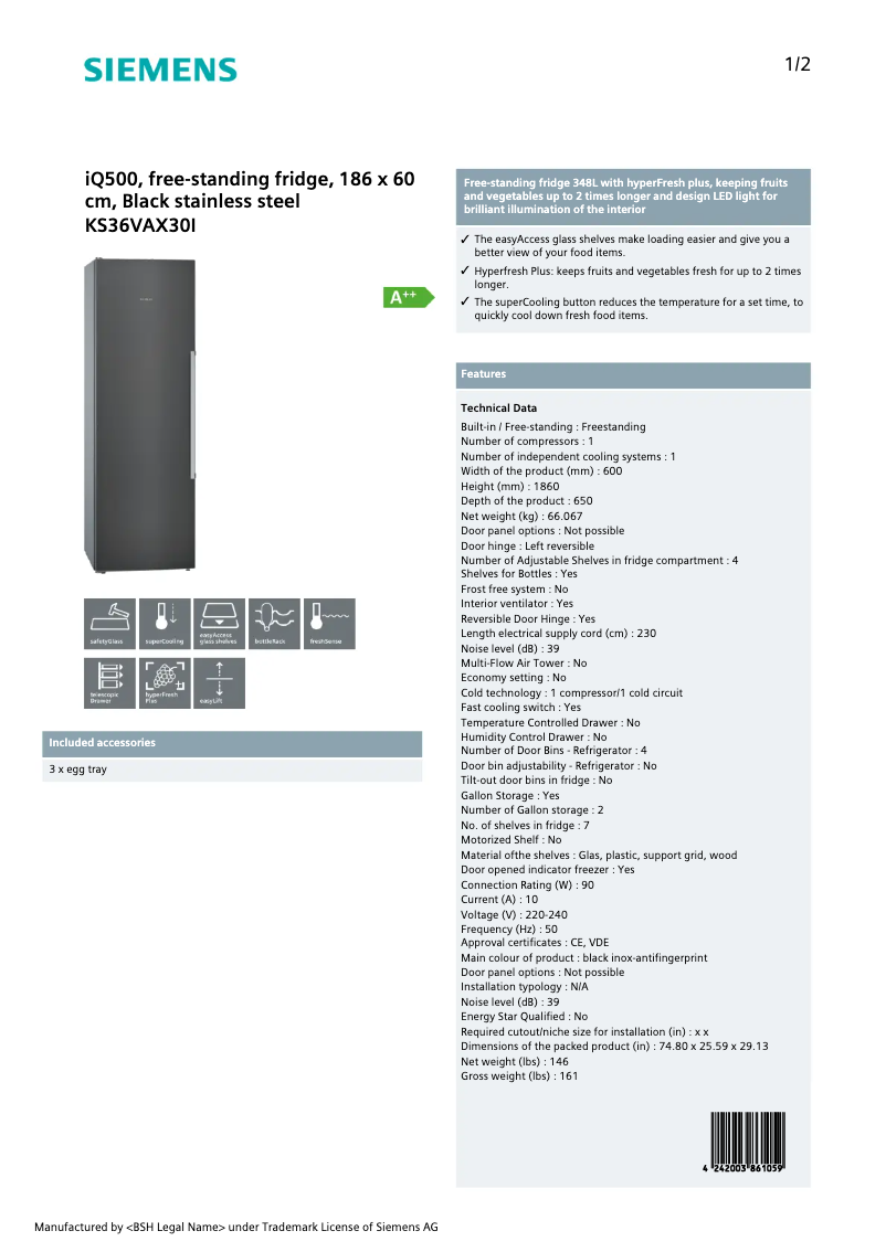 Image de la première page du manuel de l'appareil KS36VAX30I