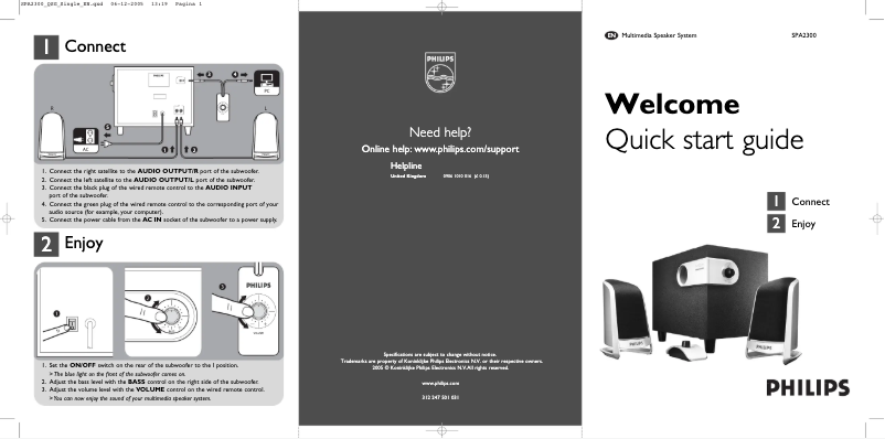 Page 1 de la notice Manuel utilisateur Philips SPA2300