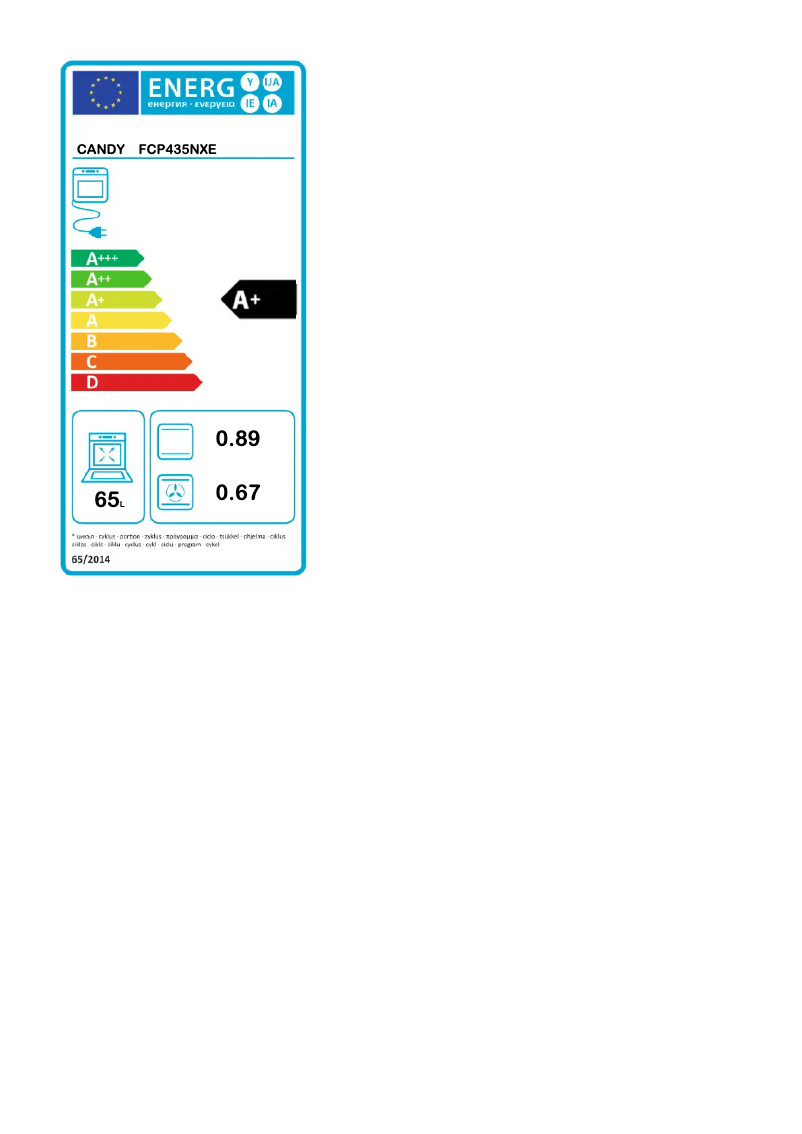 Page n°1 - Label énergétique Candy FCP435NXE