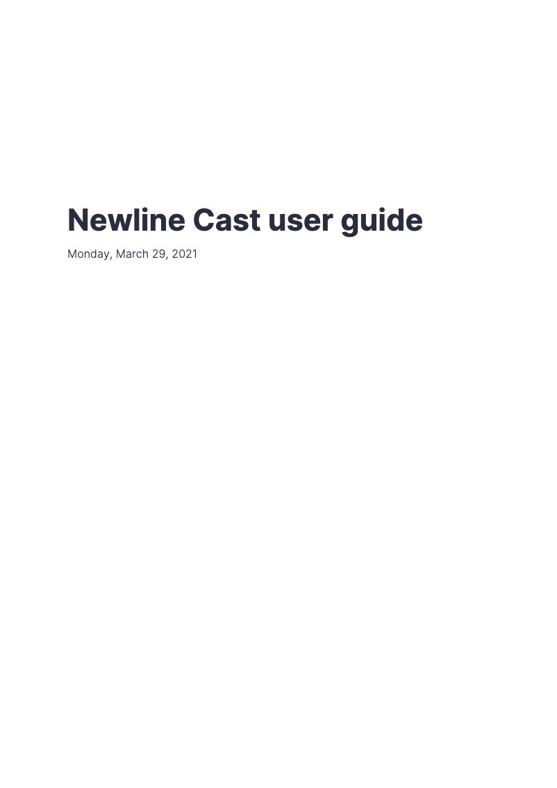 Page 1 of the manual User Manual Newline Cast
