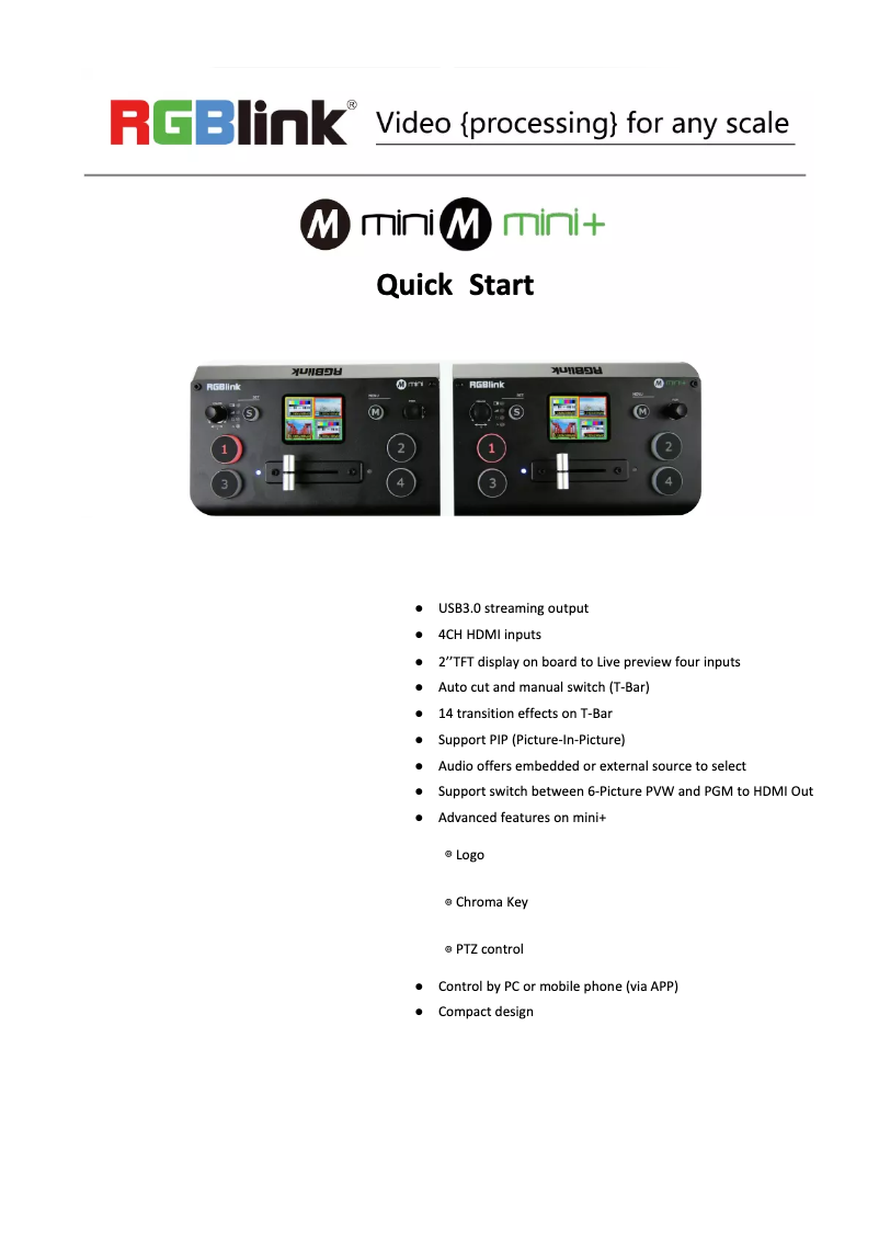 Page n°1 - Manuel utilisateur RGBlink mini+