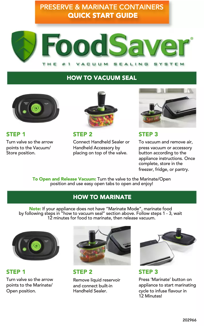 Page n°1 - Manuel utilisateur FoodSaver Preserve & Marinate VS0660