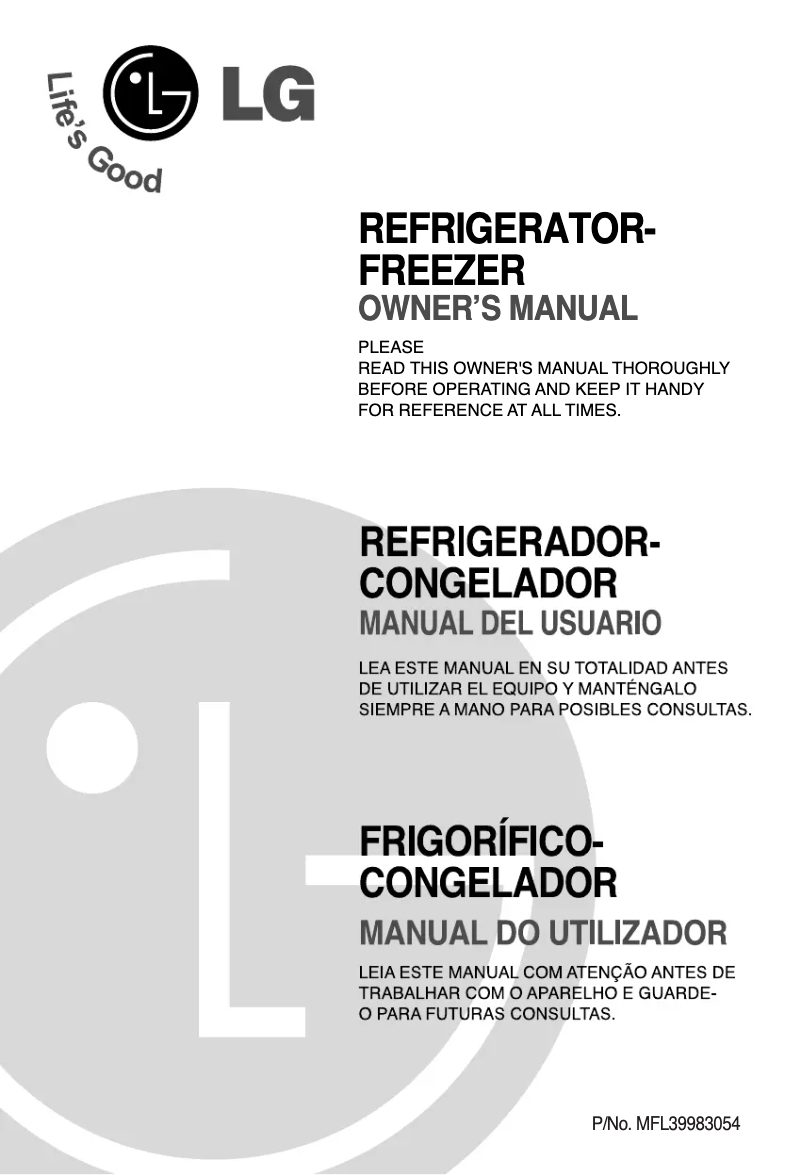 Page 1 de la notice Manuel utilisateur LG GRB4925YTQS