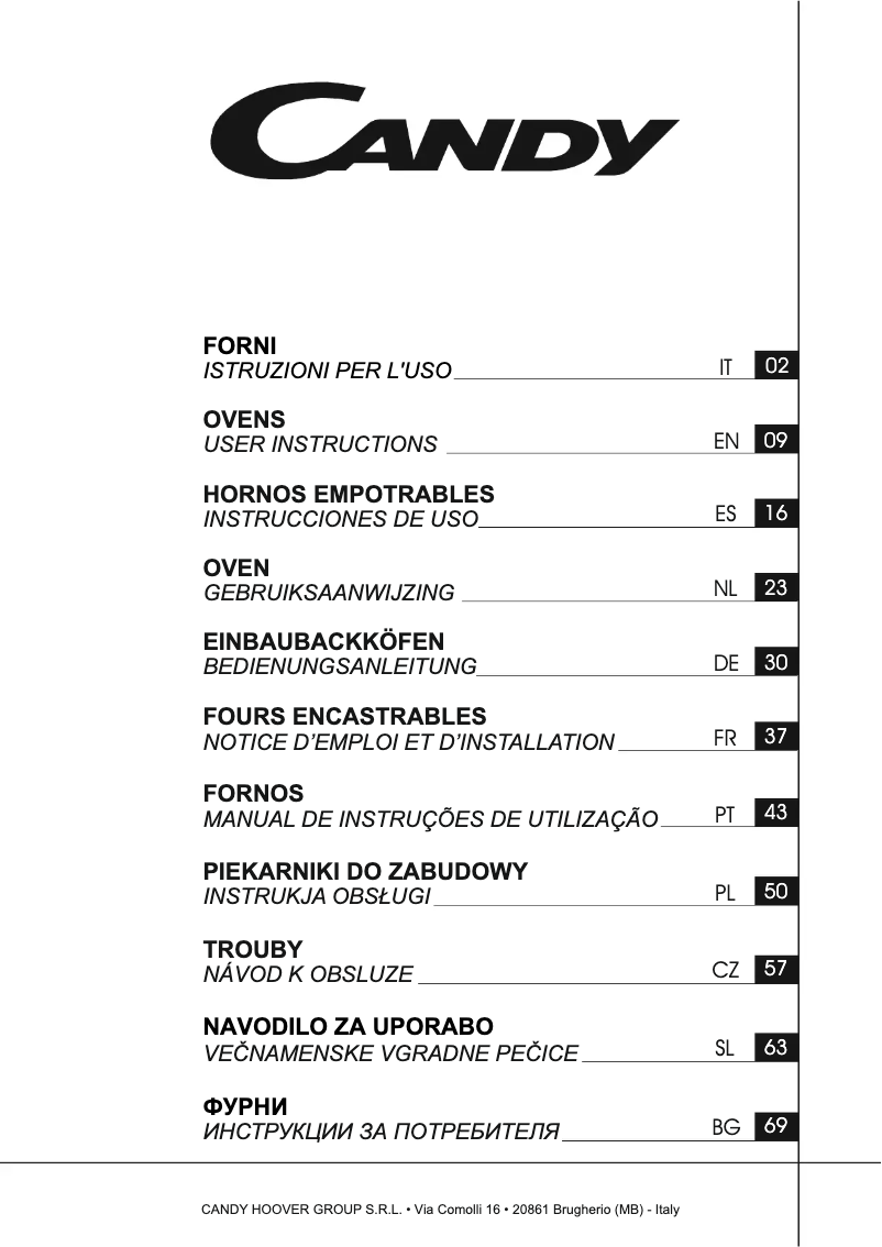 Page n°1 - Manuel utilisateur Candy FCT615WXL