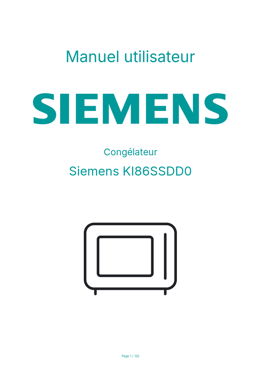 Page n°1 - Manuel utilisateur Siemens KI86SSDD0