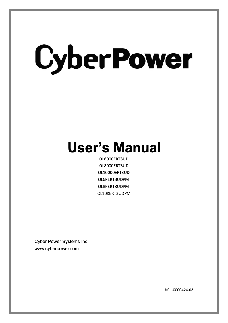 Page n°1 - Manuel utilisateur CyberPower OL10000ERT3UD