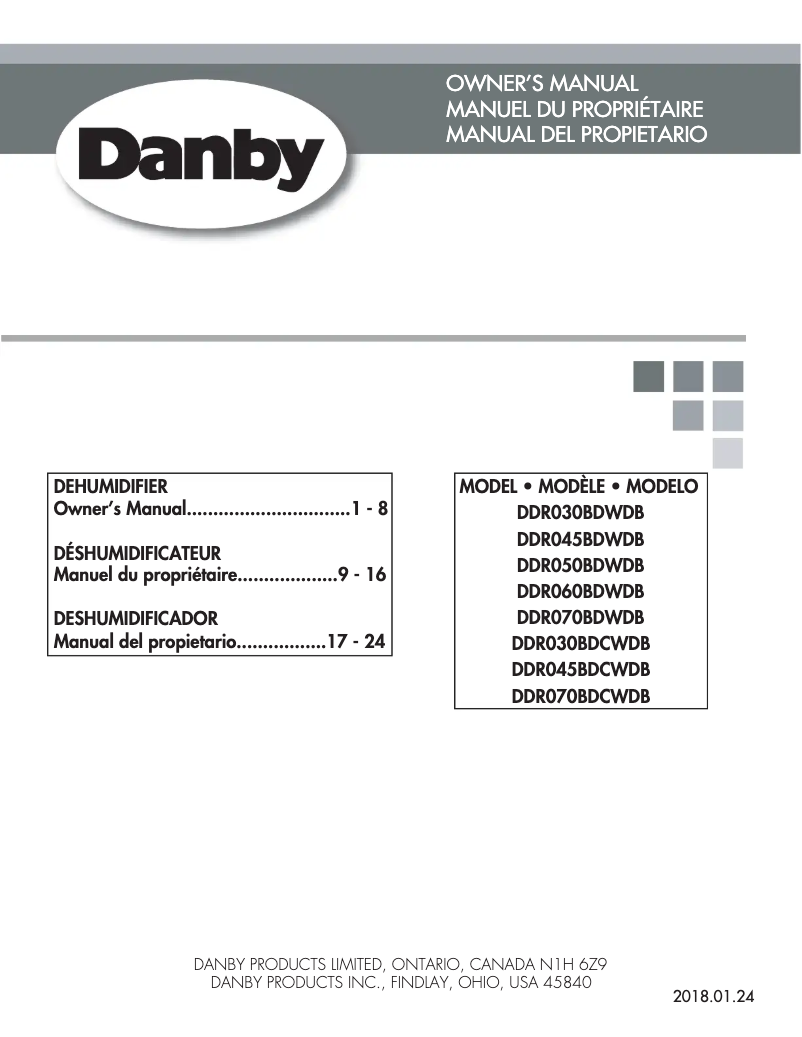 Page n°1 - Manuel utilisateur Danby DDR050BDWDB