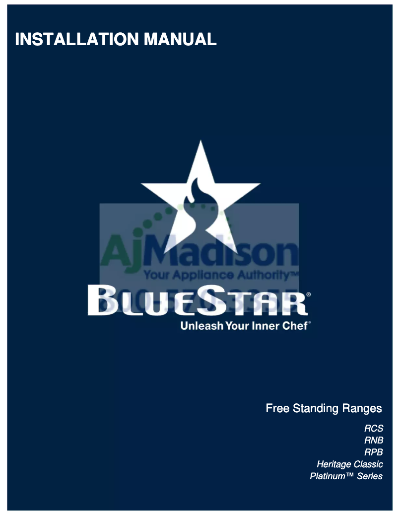 Page n°1 - Guide d'installation BlueStar RNB486GV2C