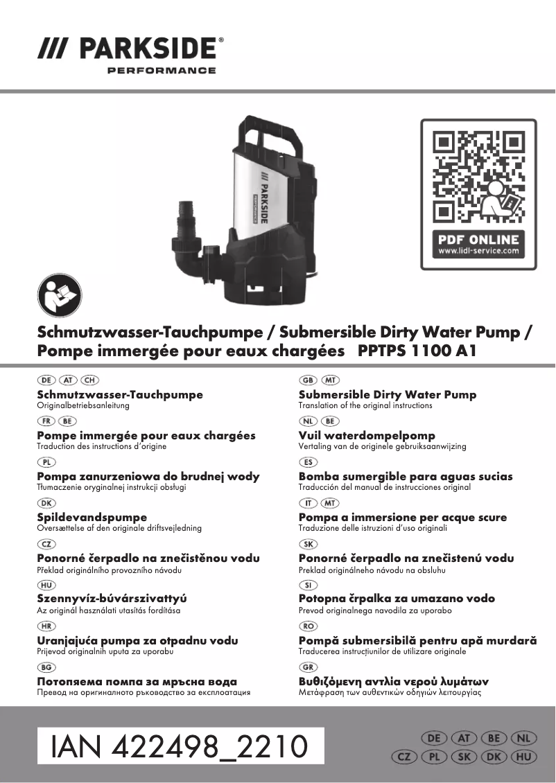 Page 1 de la notice Manuel utilisateur Parkside PPTPS 1100 A1