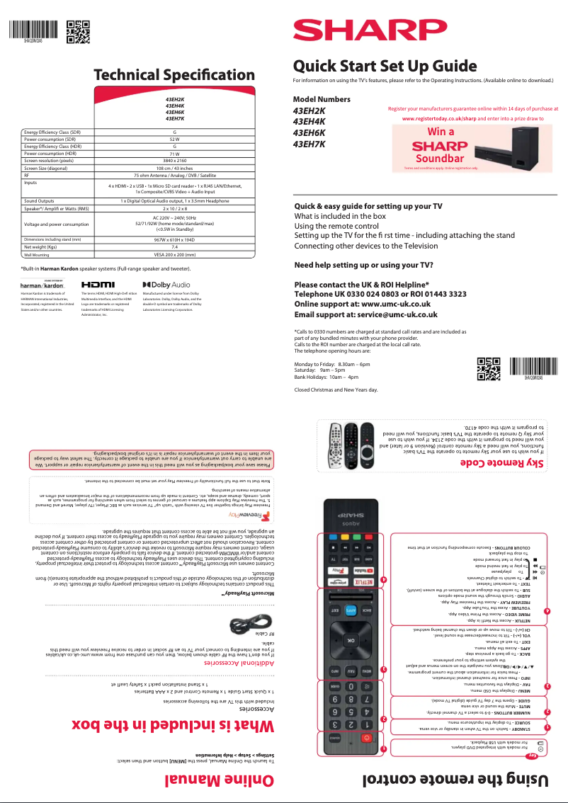 Page n°1 - Guide de démarrage rapide Sharp 43EH2K