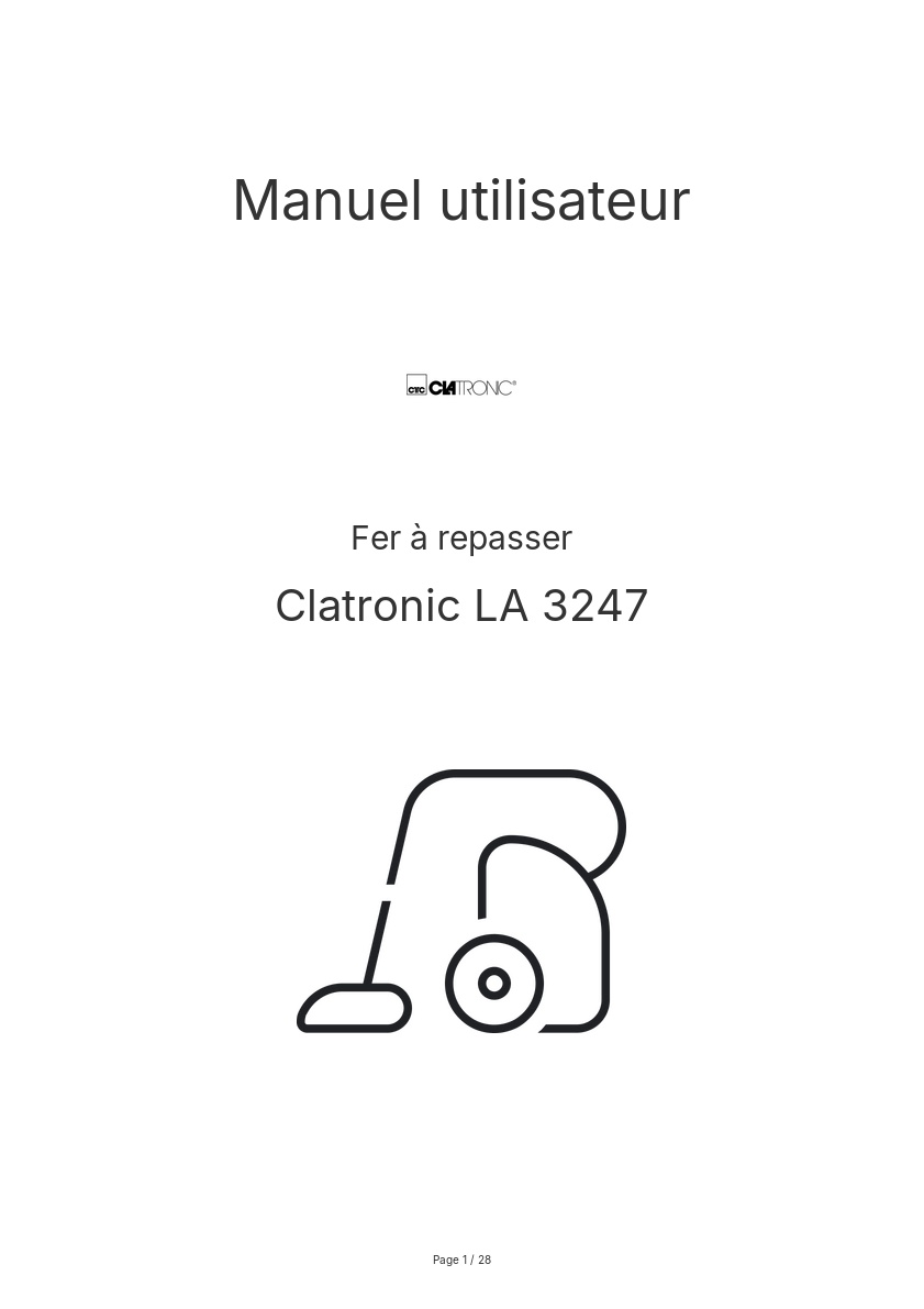 Page n°1 - Manuel utilisateur Clatronic LA 3247