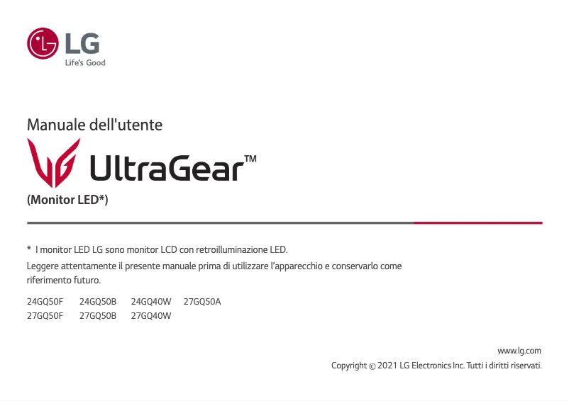 Page n°1 - Manuel utilisateur LG UltraGear 27GQ50A
