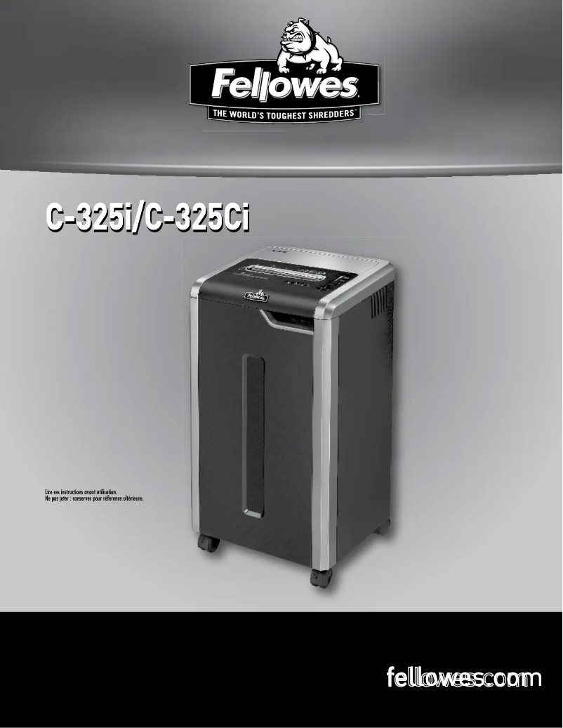 Page n°1 - Manuel utilisateur Fellowes IntelliShred C-325Ci