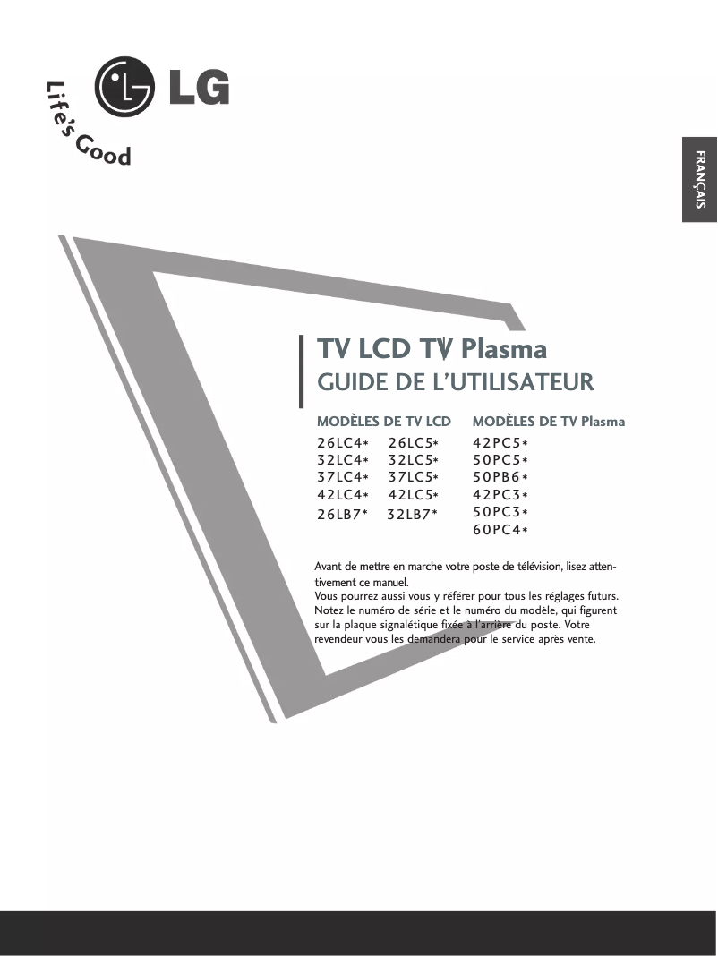 Page n°1 - Manuel utilisateur LG 50PC55