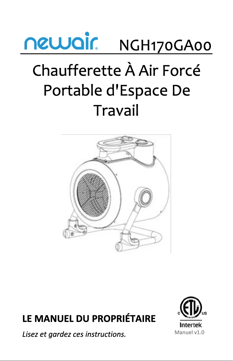 Page n°1 - Manuel utilisateur NewAir NGH170GA00