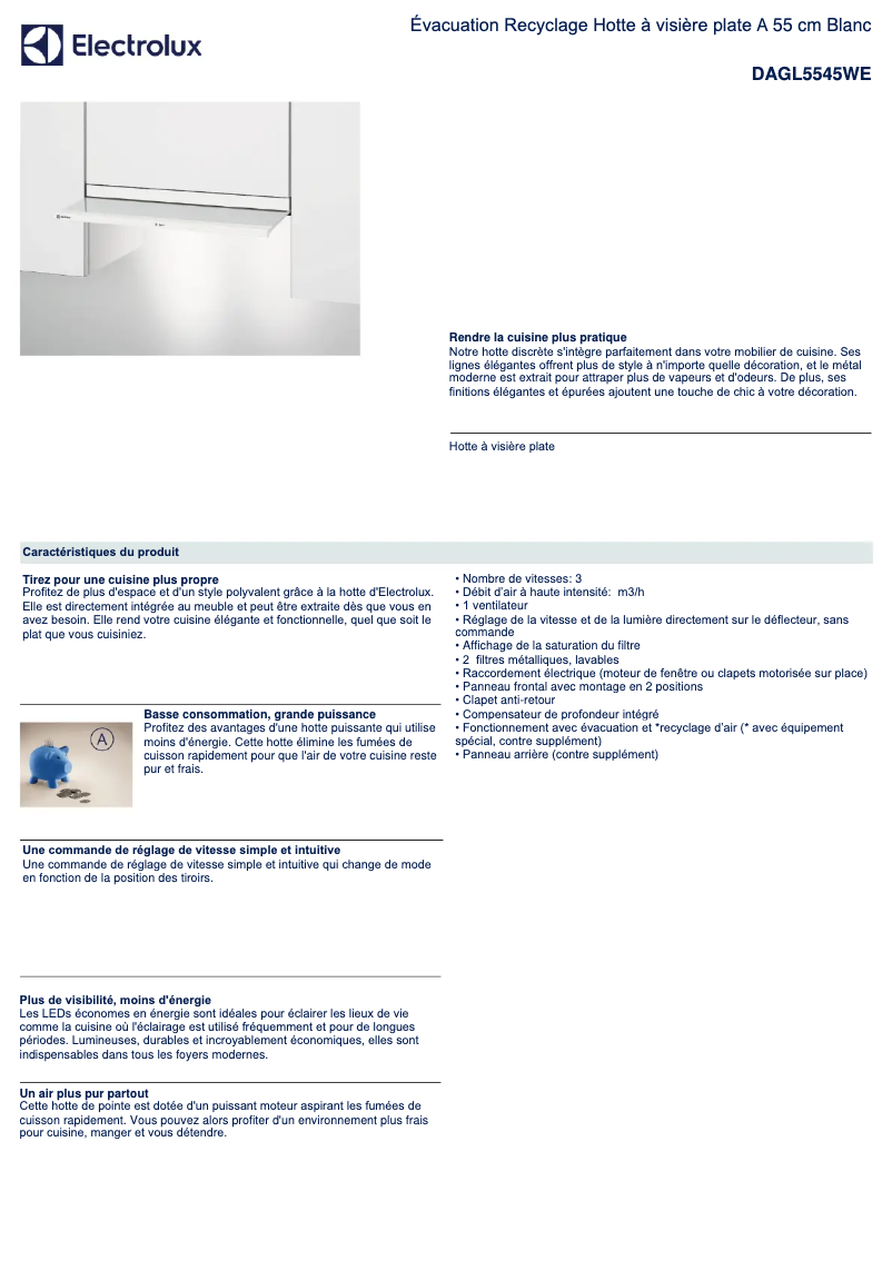 Page n°1 - Fiche technique Electrolux DAGL5545WE