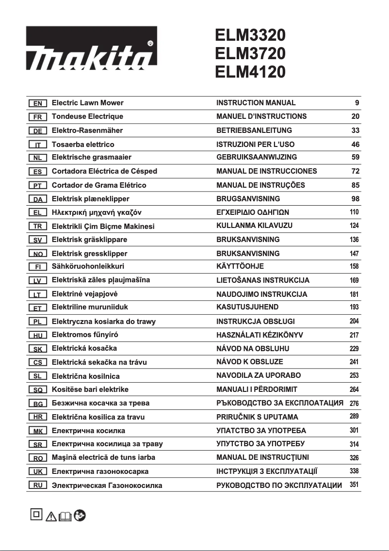 Page n°1 - Manuel utilisateur Makita ELM3320