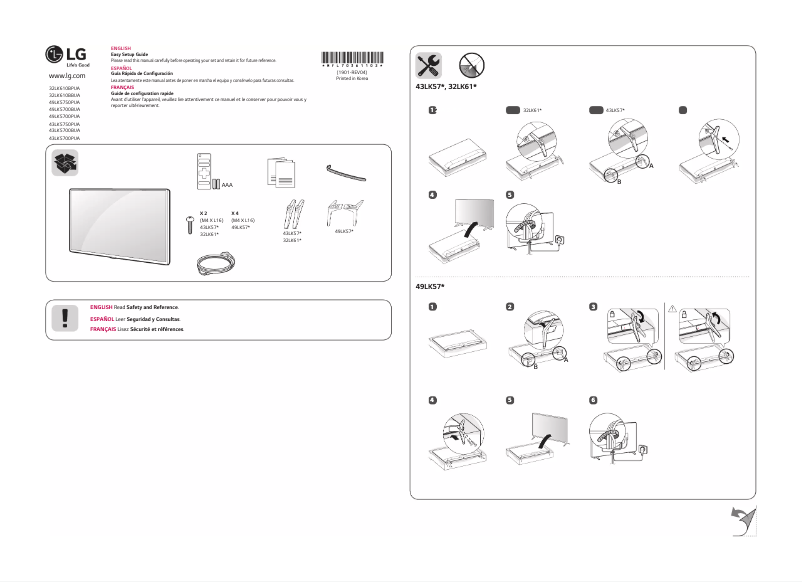 Image de la première page du manuel de l'appareil 43LK5750PUA
