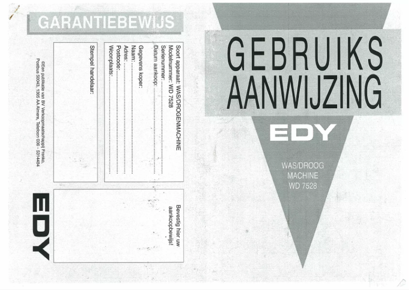 Page n°1 - Manuel utilisateur Edy WD7528