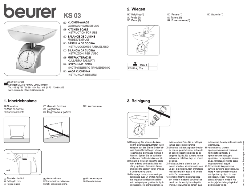 Page 1 de la notice Manuel utilisateur Beurer KS 03