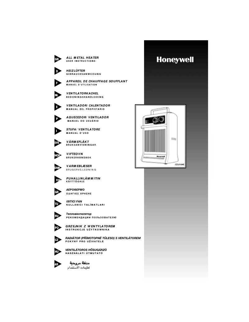 Page n°1 - Manuel utilisateur Honeywell CZ-2104E