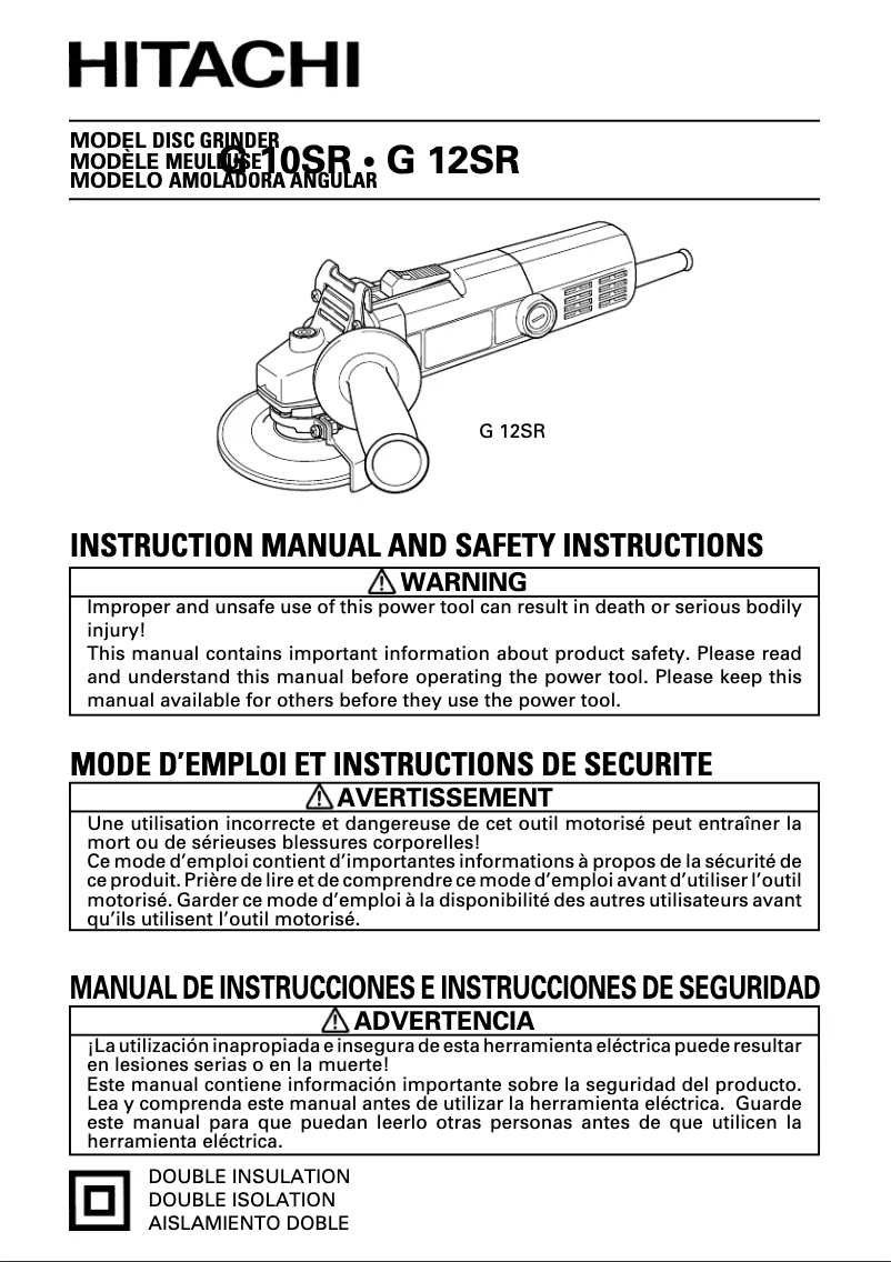 Page n°1 - Manuel utilisateur Hitachi G 10SR