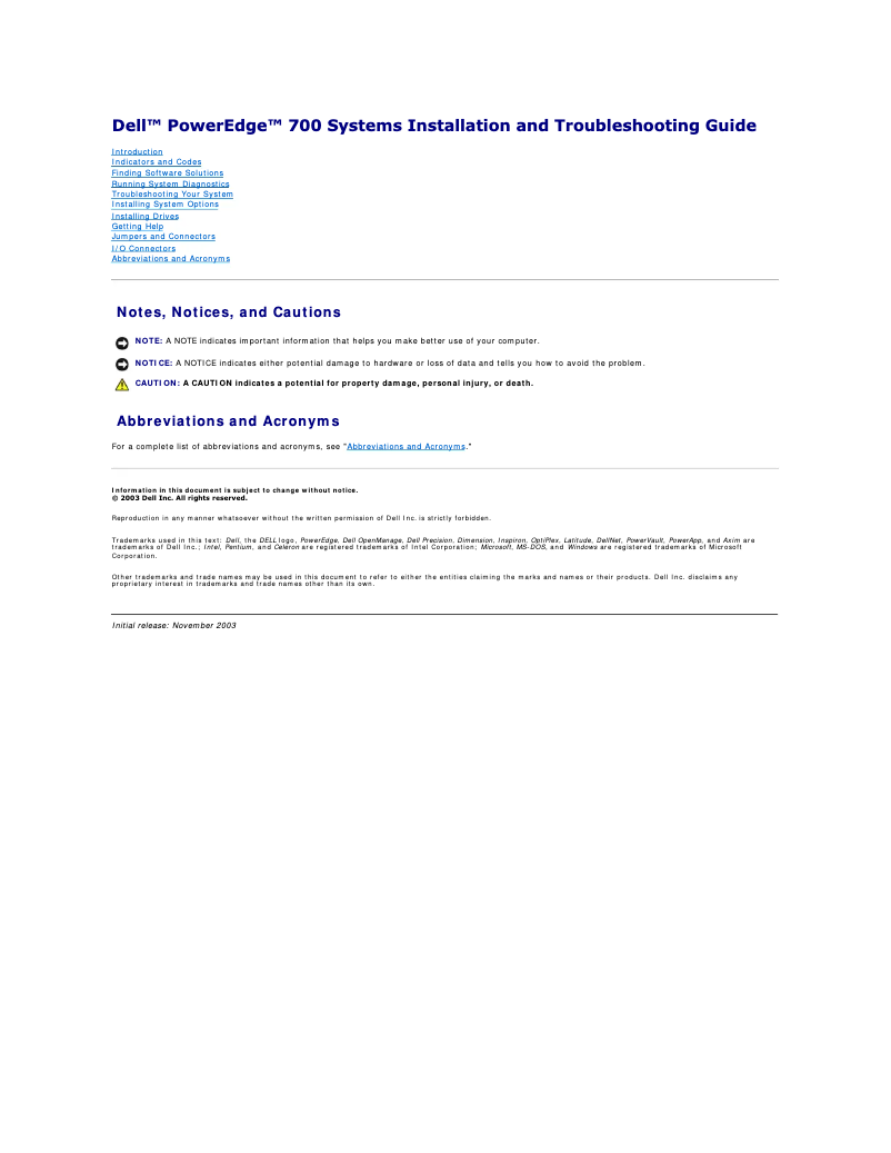 Page 1 de la notice Manuel utilisateur Dell PowerEdge 700