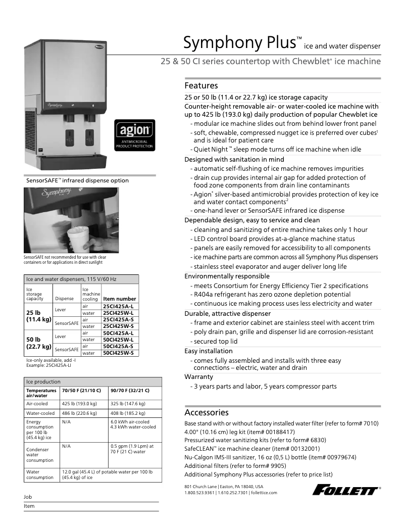 Page n°1 - Fiche technique Follett 25CI425A-S