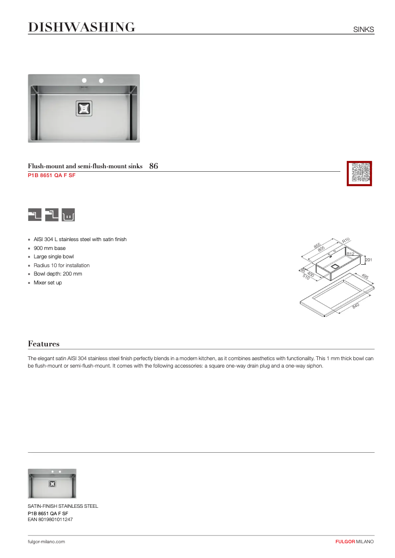 Page n°1 - Manuel utilisateur Fulgor Milano P1B 8651 QA F-SF