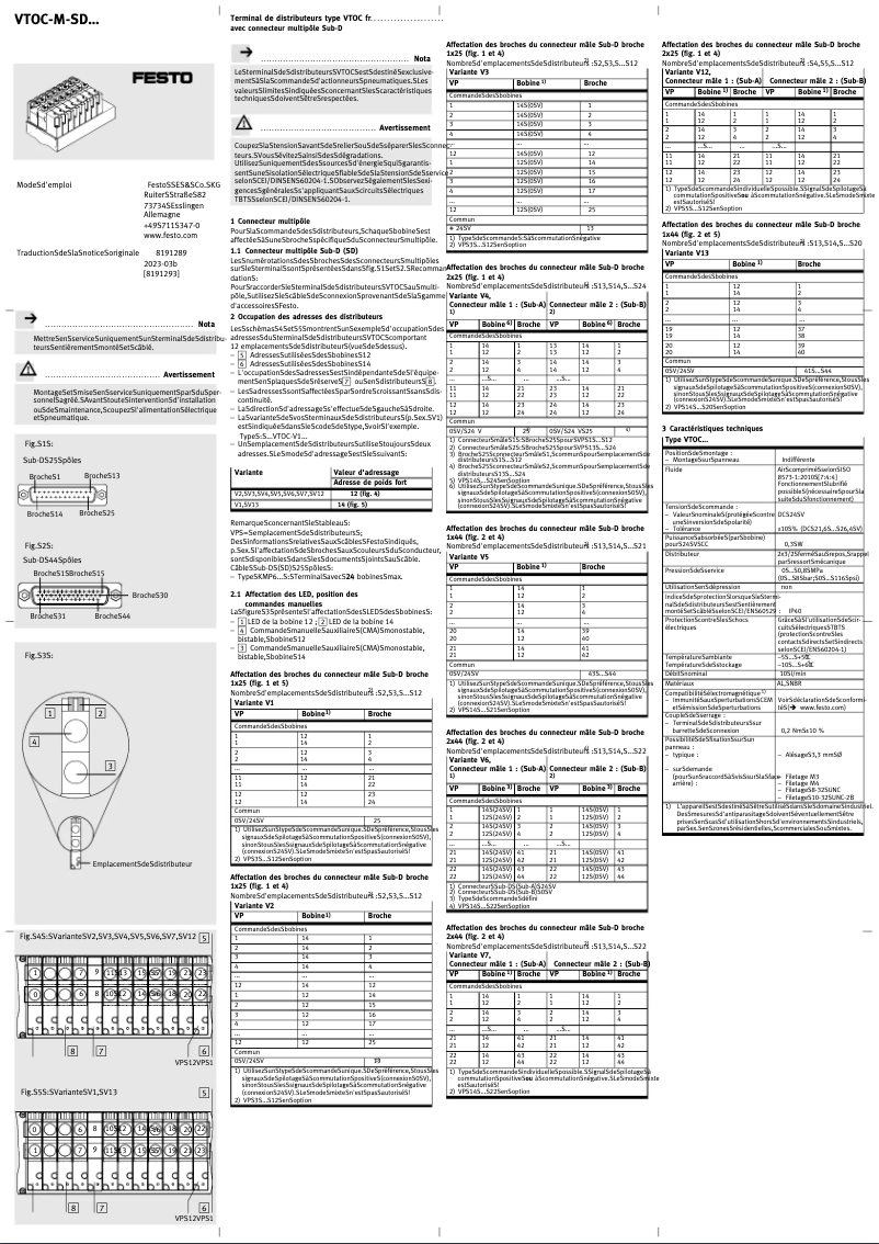 Page 1 de la notice Manuel utilisateur Festo VTOC