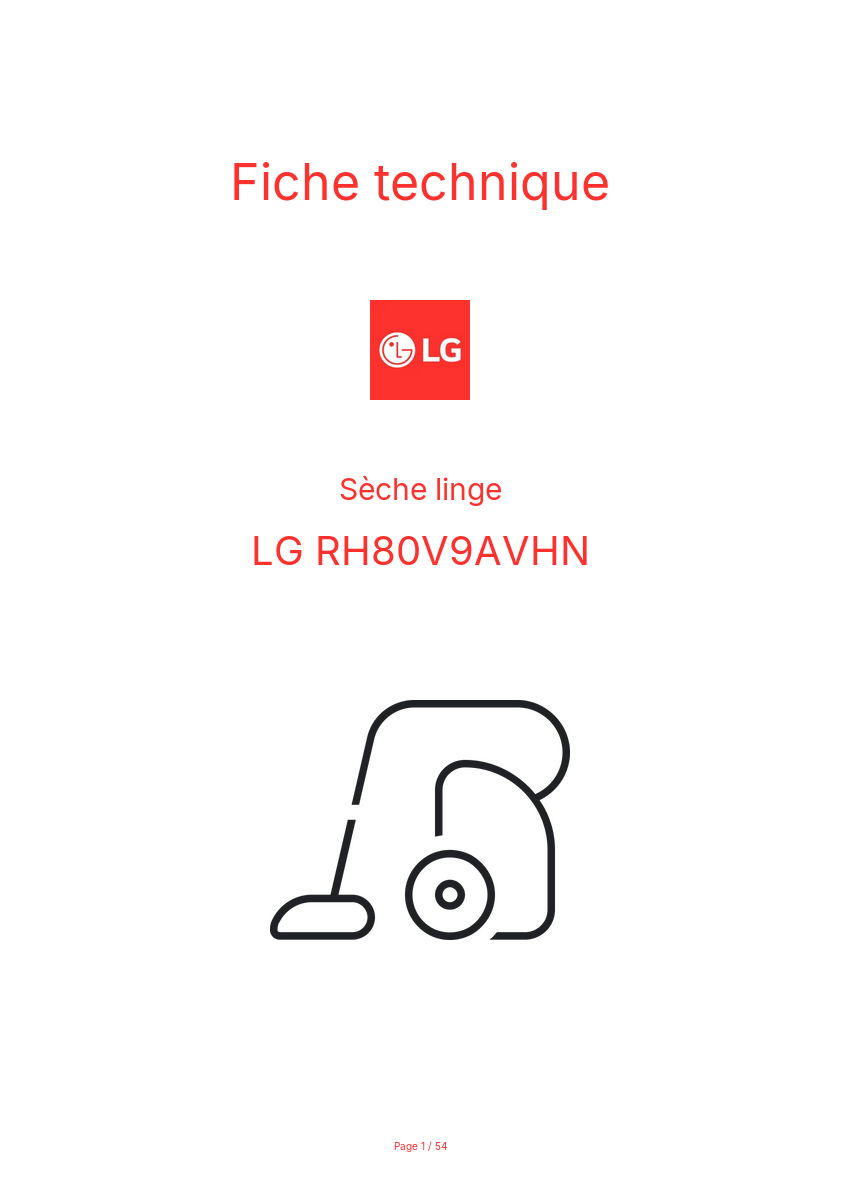 Page n°1 - Fiche technique LG RH80V9AVHN