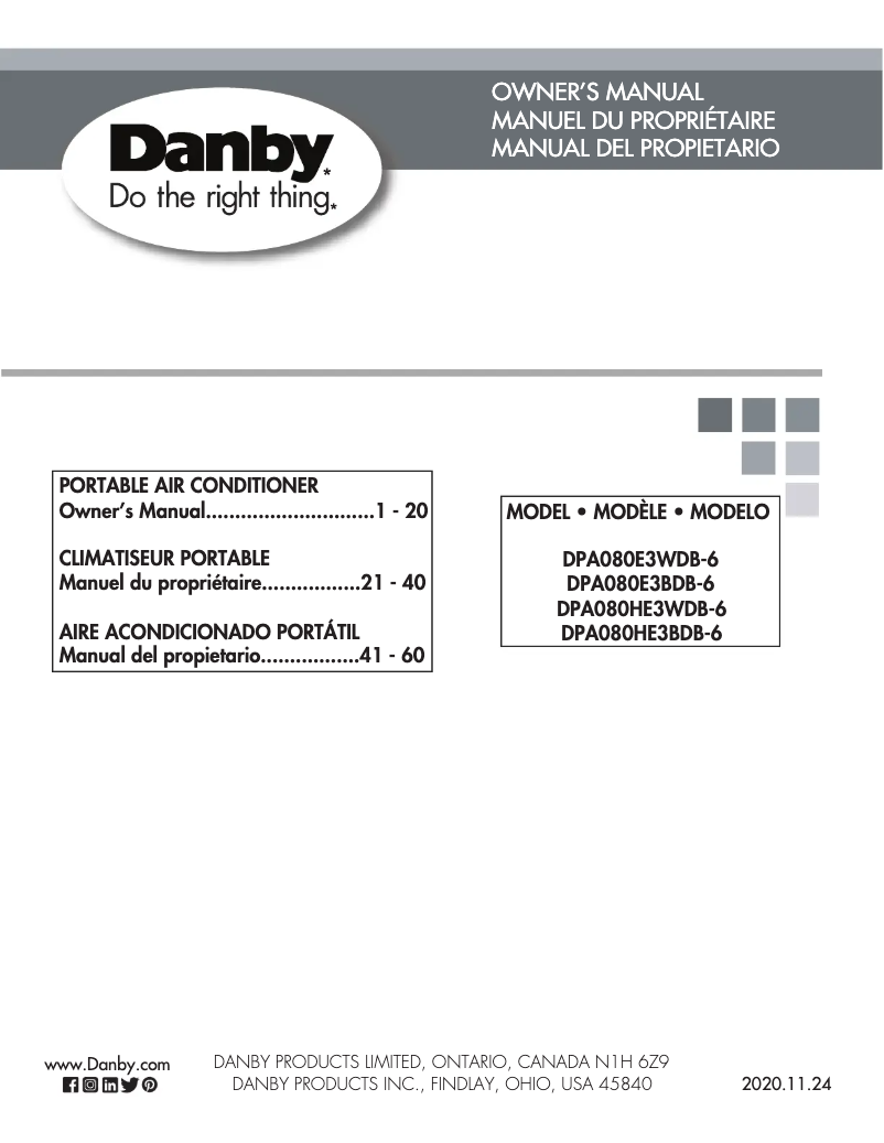 Página 1 del manual Manual de usuario Danby DPA080HE3BDB-6