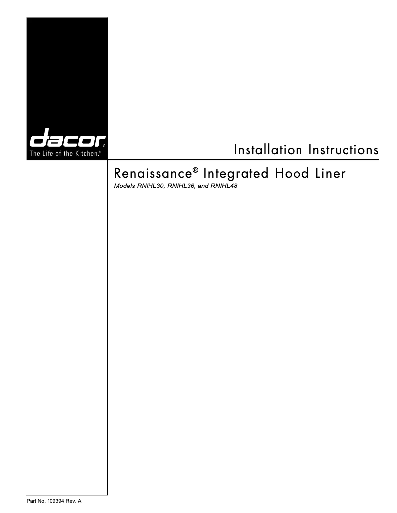Page n°1 - Guide d'installation Dacor RNIHL36