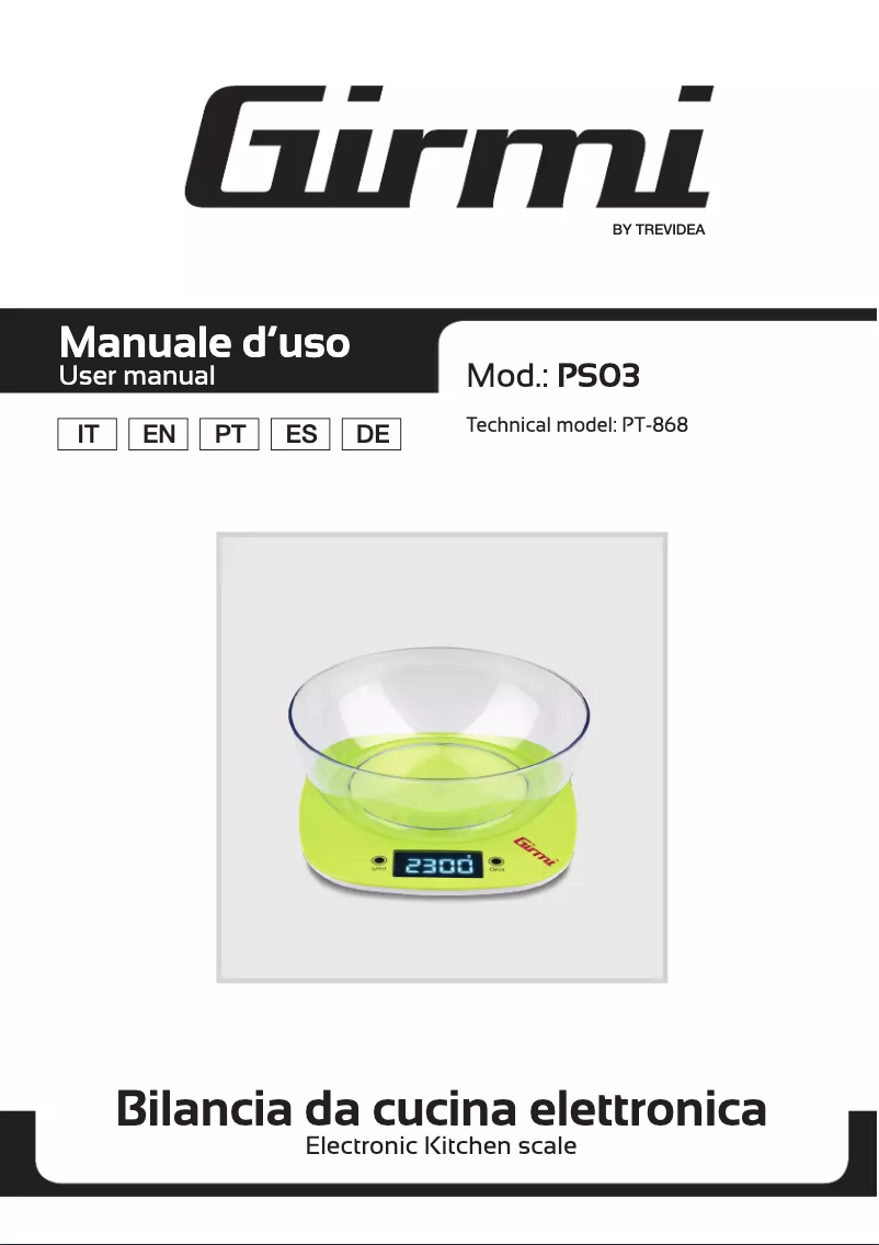 Page n°1 - Manuel utilisateur Girmi PS03