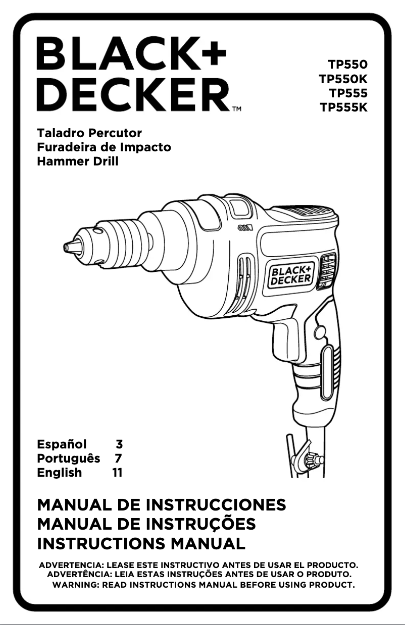 Page n°1 - Manuel utilisateur Black & Decker TP550