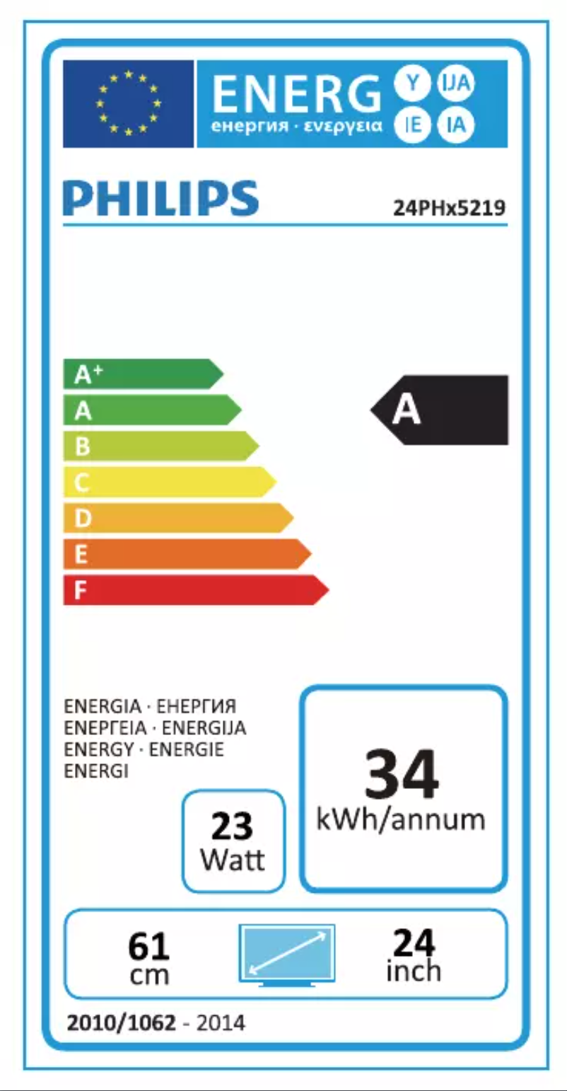 Page n°1 - Label énergétique Philips 5000 series 24PHH5219