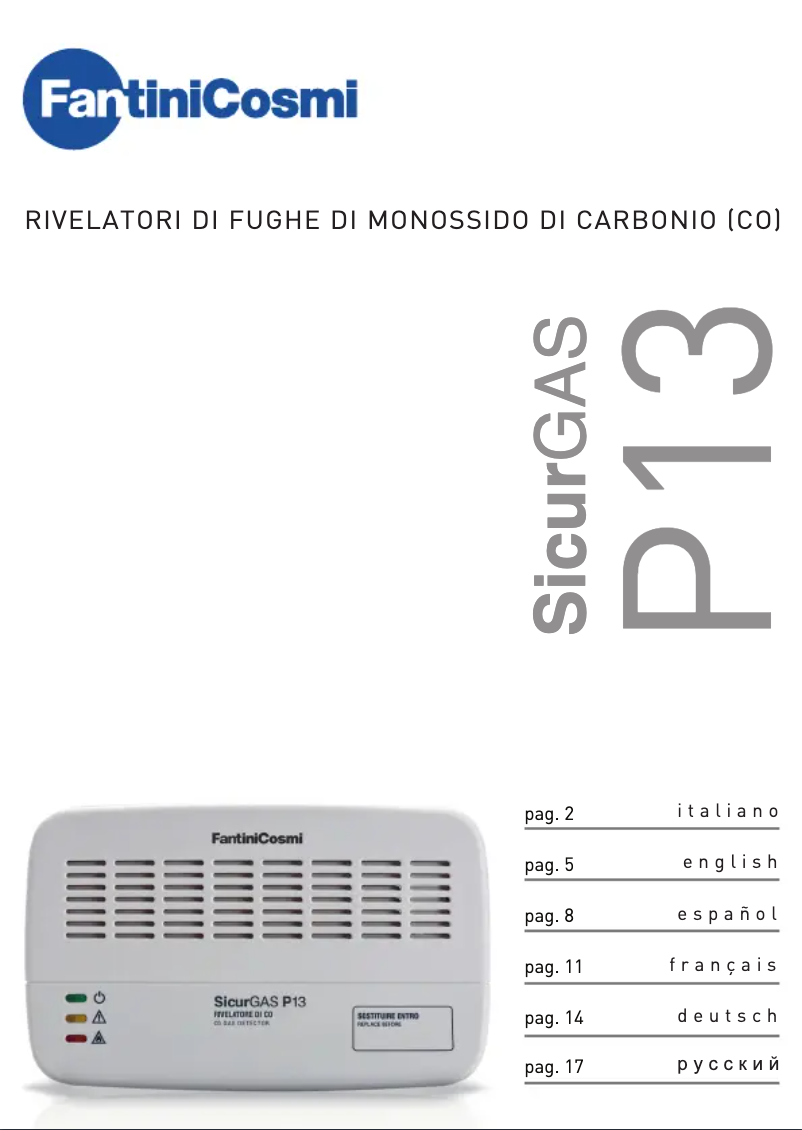 Image de la première page du manuel de l'appareil Sicurgas P13