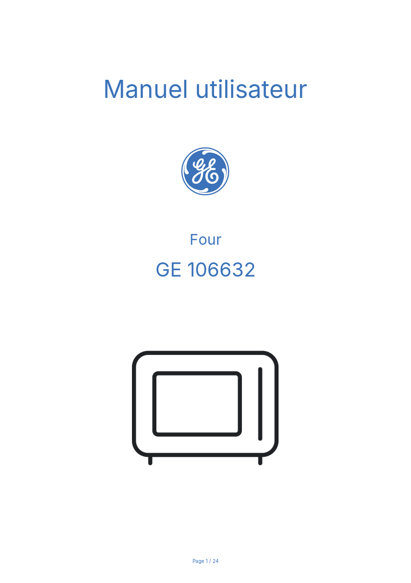 Page n°1 - Manuel utilisateur GE 106632