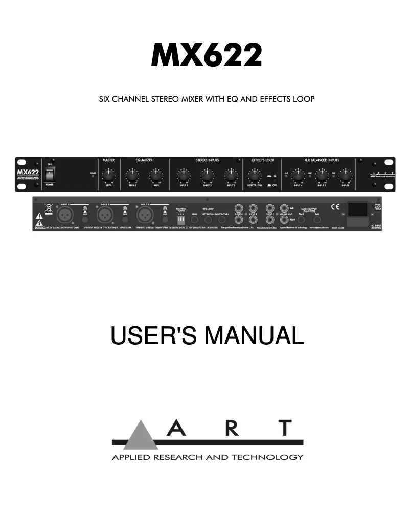 Page n°1 - Manuel utilisateur ART MX622