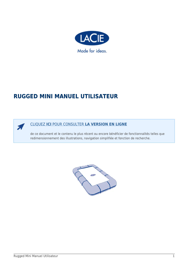 Page n°1 - Manuel utilisateur LaCie Rugged USB-C