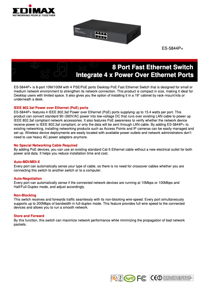 Page n°1 - Fiche technique Edimax ES-5844P
