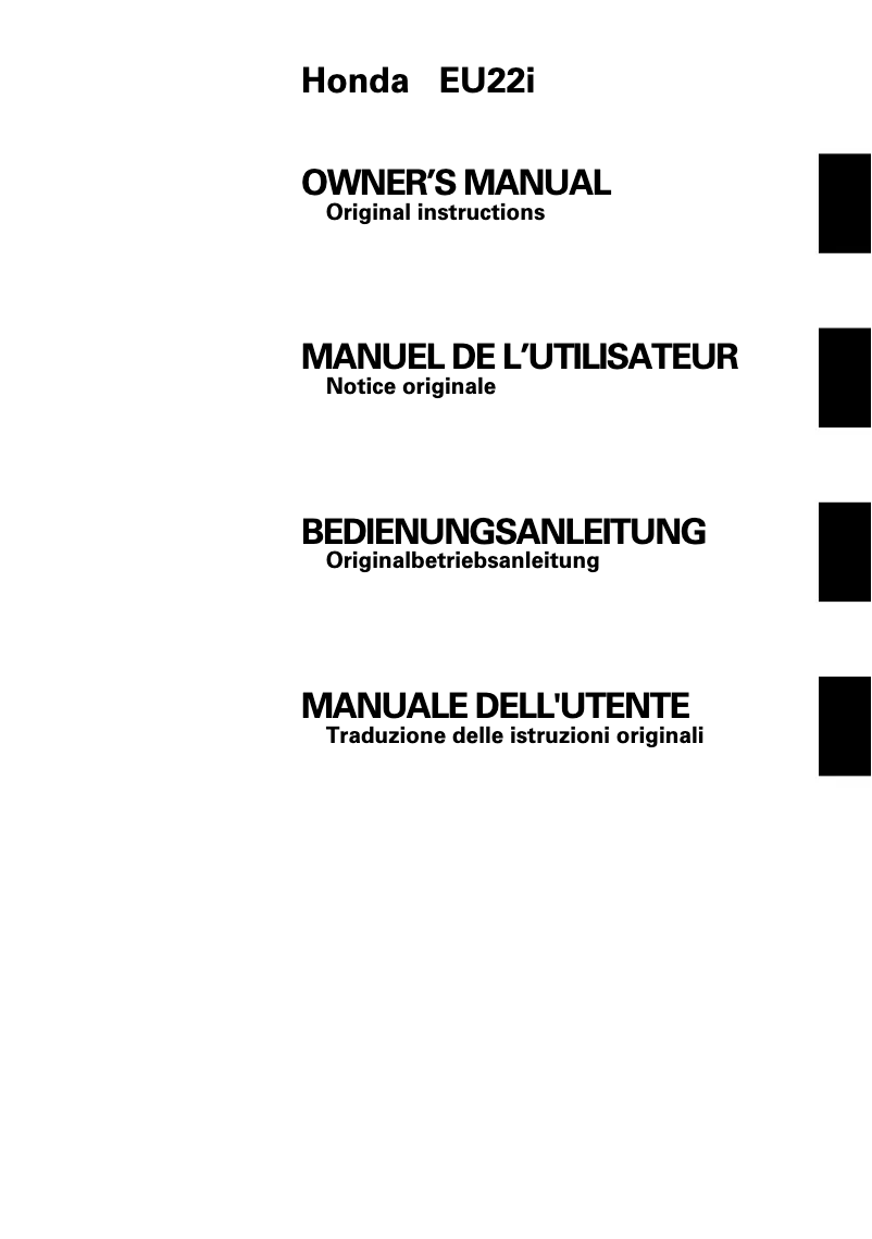 Page 1 de la notice Manuel utilisateur Honda EU22i