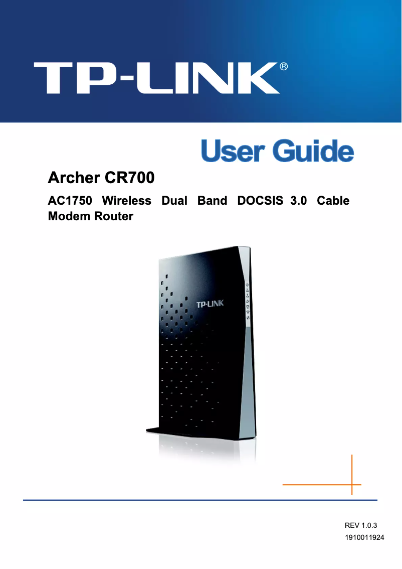 Page n°1 - Guide d'installation TP-Link Archer CR700