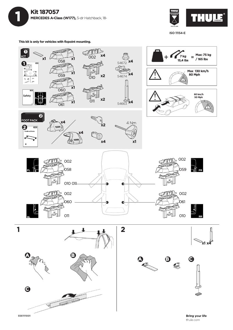 Page 1 de la notice Manuel utilisateur Thule Kit 187057