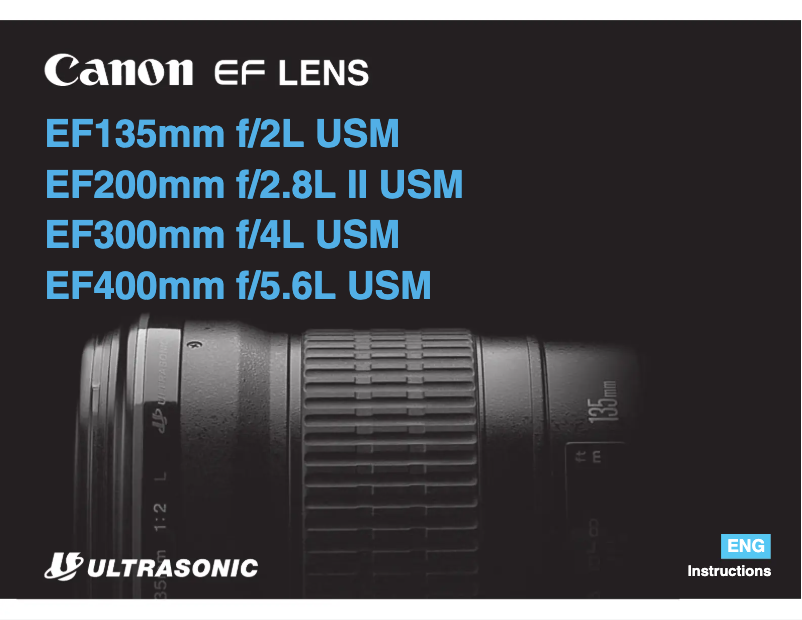 Image de la première page du manuel de l'appareil EF 200mm f/2.8L II USM