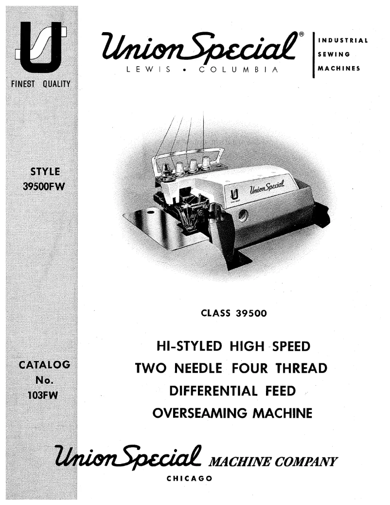 Page n°1 - Manuel utilisateur Union Special 39500FW