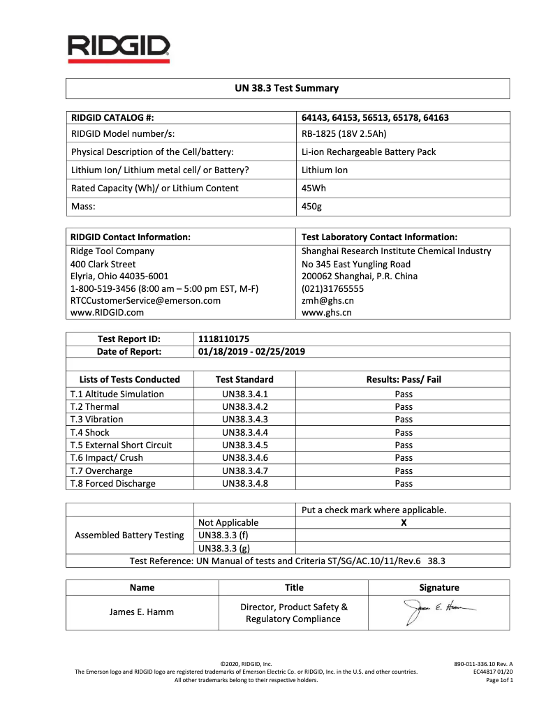 Página 1 del manual Instrucciones de seguridad Ridgid RE 6