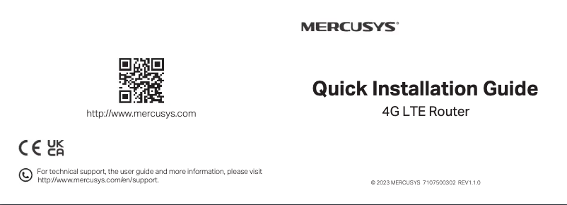 Page 1 de la notice Guide d'installation Mercusys MB110-4G