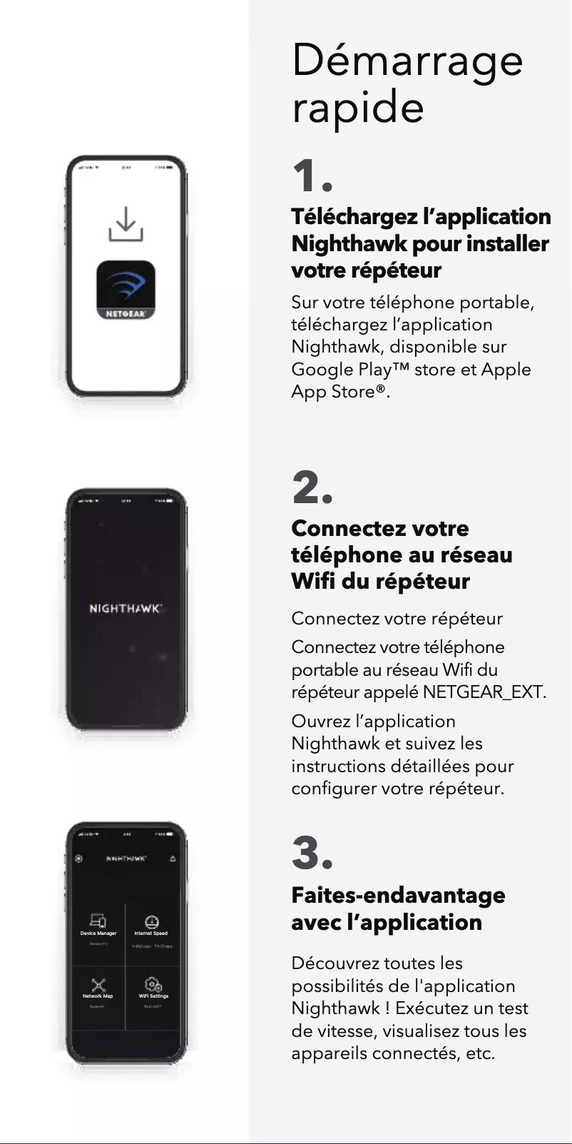 Page 1 de la notice Guide d'installation Netgear EAX15