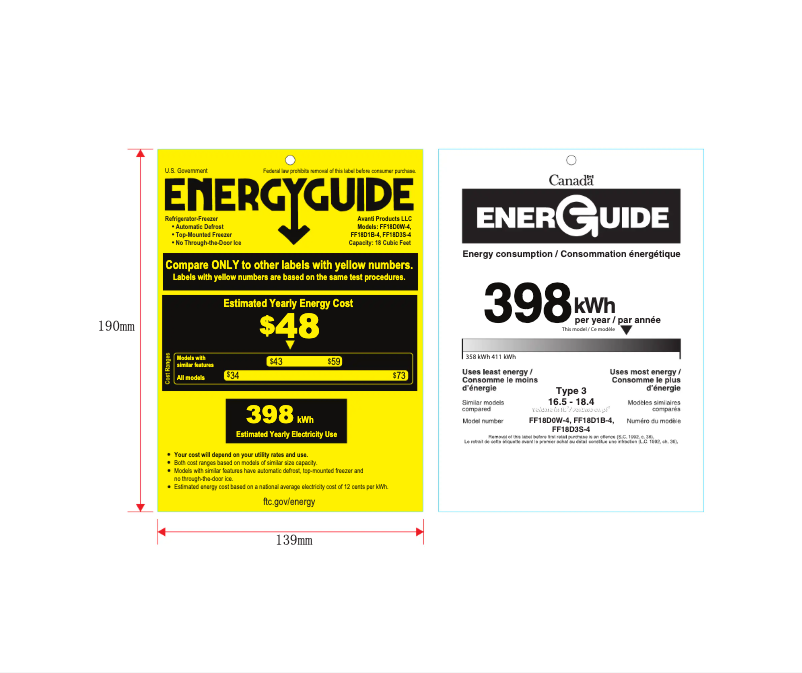 Page n°1 - Label énergétique Avanti FF18D0W-4